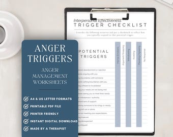 Anger Trigger Worksheets: Therapy Worksheets (PDF Downloadable)