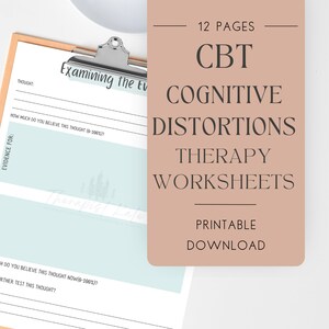 Cognitive Distortions Worksheets, CBT Worksheets, Therapy Worksheets, Mood Tracker, School Psychology, Social Worker, DBT, Life Coach