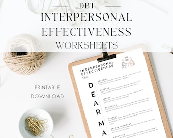 DBT Interpersonal Effectiveness Skills, DBT Worksheets, Dialectical Behavioral Therapy Printable Worksheets, Triggers, Boundaries, DBT Skill