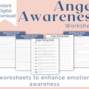 Anger Management Therapy Worksheets, Psychology Worksheets, Therapist, Social Work, Counselor, Life Coach, CBT Worksheets, DBT