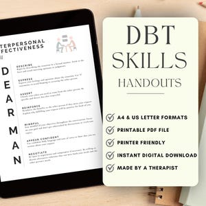 DBT Skills Handouts, DBT Worksheet Bundle, Therapy Worksheets, Printable Therapy Tools, Printable DBT Worksheets