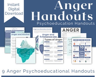 Anger Management Therapy Tools, Psychology Worksheets, Therapist, Social Work, Counselor, Life Coach, CBT Worksheets, DBT, Therapy Worksheet
