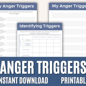 Anger Management Therapy Worksheets, Anger Triggers, Psychology Worksheets, Therapist, Social Work, Counselor, Life Coach, CBT Worksheets