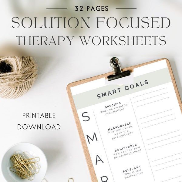 Solution Focused Therapy Worksheet Bundle, SFBT, Therapy Worksheets, CBT, Coping Skills, Goal Setting, Brief Therapy, Counseling, Psychology