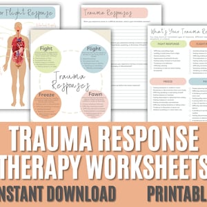 Trauma Responses Therapy Worksheets for Counselors, Social Workers, Life Coaches, School Psychologists, CBT Worksheets, EMDR, DBT, Anxiety