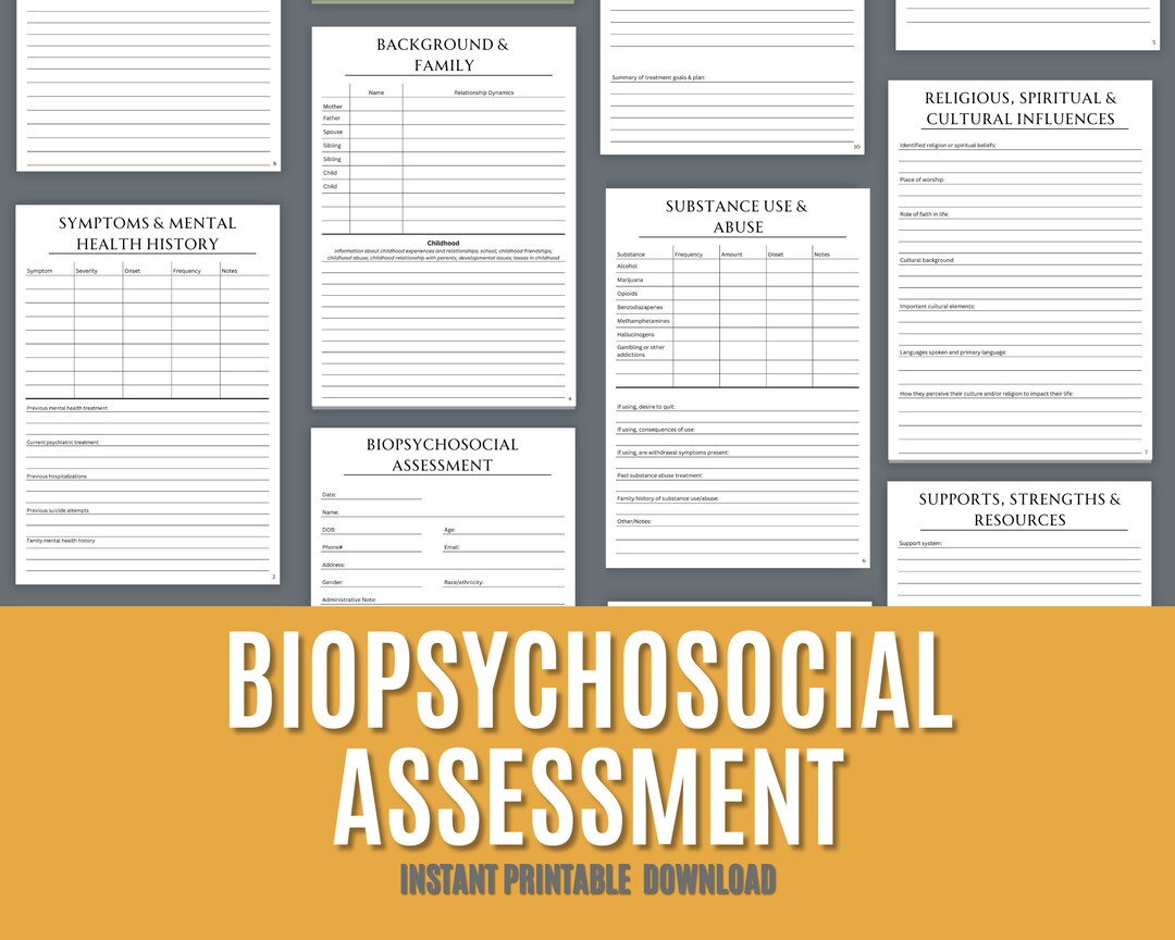 Biopsychosocial Assessment | Therapist Resources (PDF Download) - Etsy