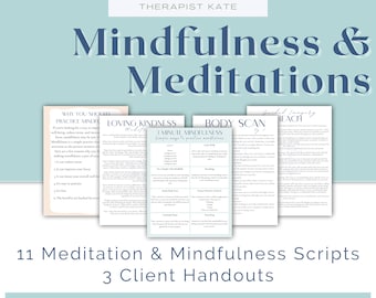 Mindfulness Worksheets, Guided Meditations, Mindfulness Based Therapy, Printable Therapy Worksheets, Mindfulness Resources