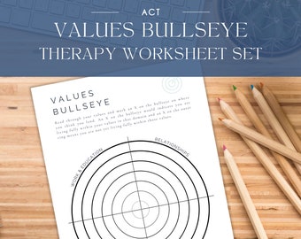 Values Bullseye, Values Clarification Worksheets, Therapy Worksheets, Acceptance and Commitment Therapy, ACT Worksheets, Goal Setting