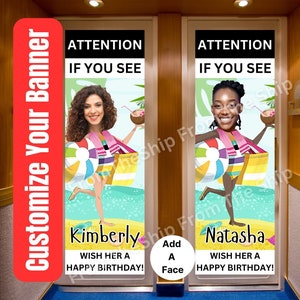 Banner de decoración de cumpleaños personalizado para puerta de crucero, ideas para fiestas de cruceros, póster con letrero para puerta de crucero, decoración viral para puerta de camarote de camarote