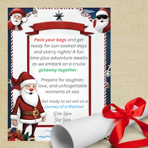 Carta surpresa de Natal com Papai Noel, presente de férias, convite surpresa personalizado para viagem de cruzeiro, ideias personalizadas para presentes de cruzeiro