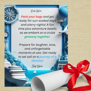 Carta sorpresa de revelación de crucero Regalo de vacaciones Revelación de invitación de viaje de crucero sorpresa personalizada Ideas de regalos de crucero personalizados, amigos, familia
