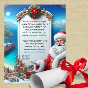 Kreuzfahrt enthüllen Weihnachtsüberraschungsbuchstabe Urlaubsgeschenk offenbaren Personalisierte Überraschungskreuzfahrt-Reise-Einladung Benutzerdefinierte Kreuzfahrt-Geschenkideen, Puzzle