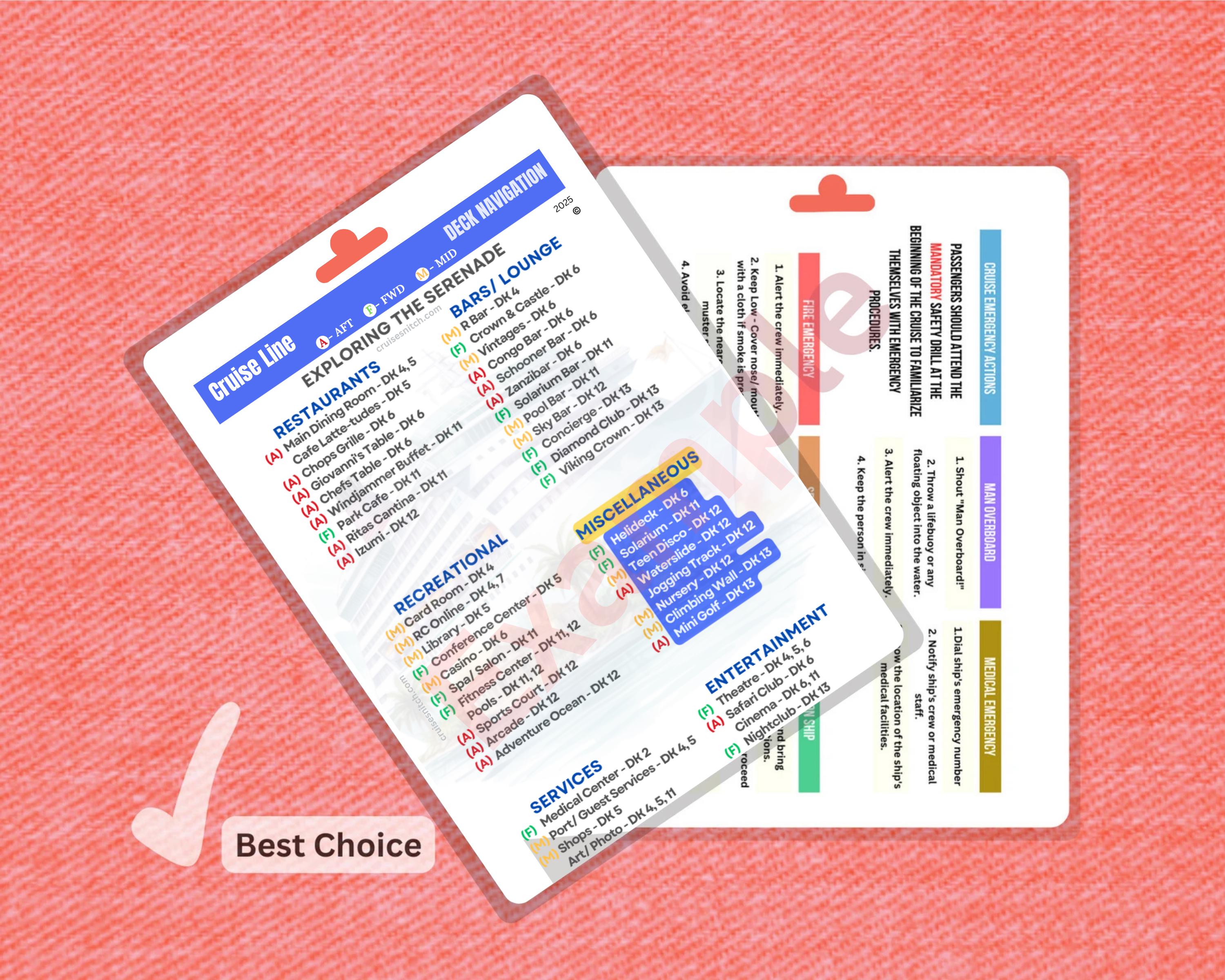 Royal Caribbean Cruisers Ship Deck Navigator Card PathFinder Cruise Deck Cards for RCL Cruises Wayfinder Cruise Pathfinder Card Personalized