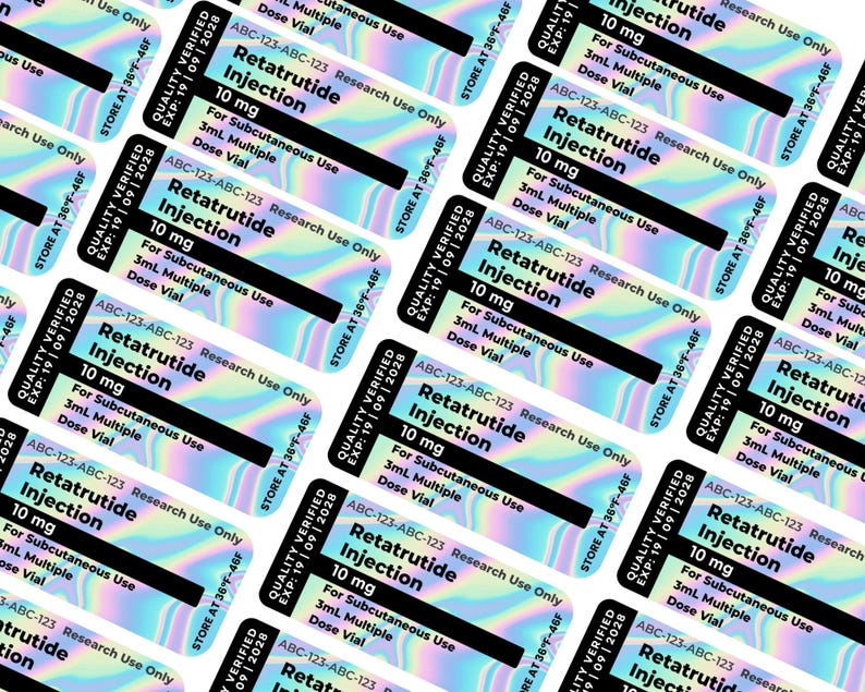 Custom Holographic Peptide Stickers for 3ml, 5ml & 10ml Vials BOPP ...
