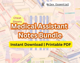 Medical Assistant Notes Cheat Sheet Bundle, Nursing School Notes, Nclex Study, Medical Assistant Study Guide, Medical Assistant Exam Prep