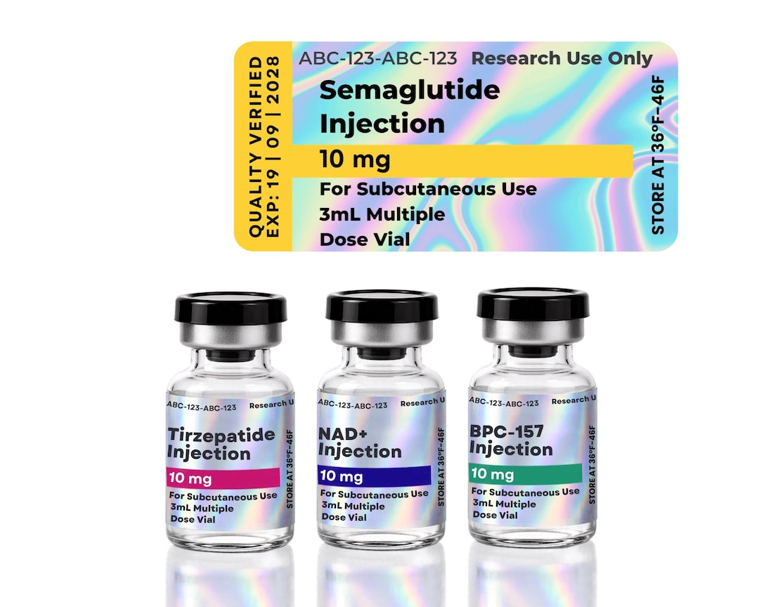Custom Holographic Peptide Stickers for 3ml, 5ml & 10ml Vials BOPP ...