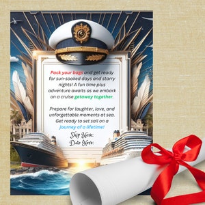 Carta sorpresa de revelación de crucero Regalo de vacaciones Revelación de invitación de viaje de crucero sorpresa personalizada Ideas de regalos de crucero personalizados, amigos, familia
