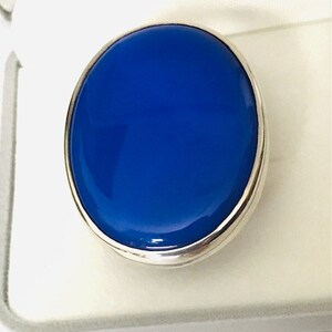 blue agate oversize silver ring handmade solid sterling 925