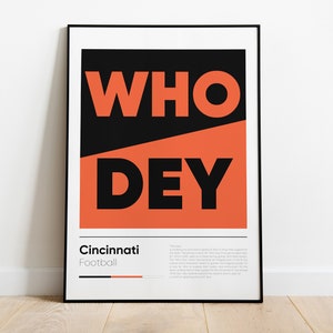 Poster CINCINNATI BENGALS, collezione di poster stampati iconici NFL, arte murale