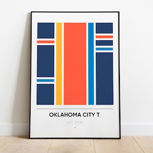 OKLAHOMA CITY THUNDER poster, Nba Minimal Team Posters Series, wall art printed poster