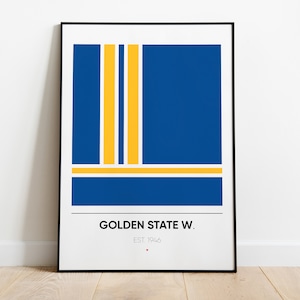 Póster GOLDEN STATE WARRIORS, Serie de pósters del equipo mínimo de la Nba, póster impreso de arte de pared