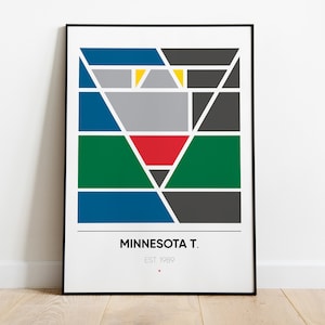 MINNESOTA TIMBERWOLVES-poster, Nba Minimal Team Posters-serie, gedrukte muurkunstposter