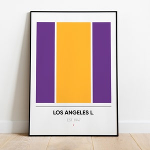 LOS ANGELES LAKERS poster, Nba Minimal Team Posters Series, wall art printed poster
