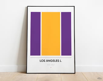 LOS ANGELES LAKERS poster, Nba Minimal Team Posters Series, wall art printed poster
