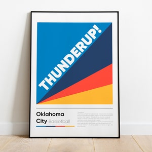 Póster de OKLAHOMA CITY, Thunder Up!, Serie de frases icónicas de la NBA, Arte de pared, Póster impreso