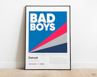 DETROIT PISTONS poster, Bad Boys, Nba Iconic Phrases Series, Wall Art, Printed Poster