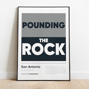 SAN ANTONIO SPURS poster, Pounding The Rock, Nba Iconic Phrases Series, Wall Art, Printed Poster