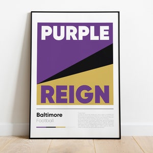 Poster dei BALTIMORE RAVENS, collezione di poster stampati iconici della NFL, arte murale