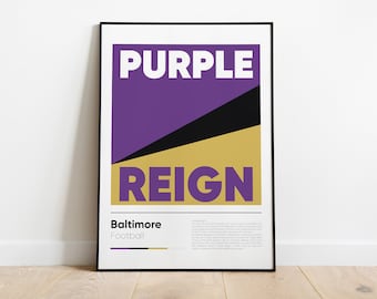 Poster dei BALTIMORE RAVENS, collezione di poster stampati iconici della NFL, arte murale