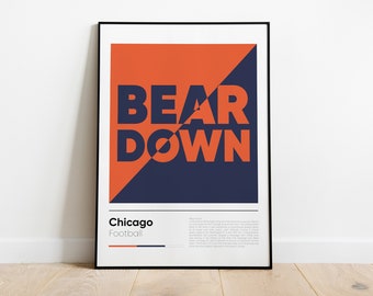 CHICAGO BEARS poster, Nfl Iconic Printed Poster Collection, Wall Art