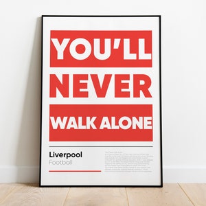 LIVERPOOL FOOTBALL CLUB poster, Premier League Iconic Phrases Series, Wall Art, Printed Poster