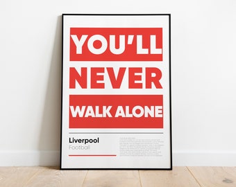 LIVERPOOL FOOTBALL CLUB poster, Premier League Iconic Phrases Series, Wall Art, Printed Poster