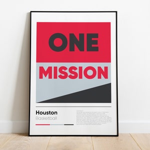 HOUSTON ROCKETS poster, One Mission Nba Iconic Phrases Series, Wall Art, Printed Poster