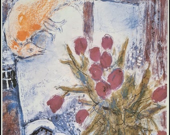 Marc Chagall * Bouquet de Fleurs * 50 x 35 cm * lithographie signée * limitée # xx/250