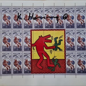 KEITH HARING * Original firmado por el artista en papel membretado - SERIGRAFÍA - incluye certificado