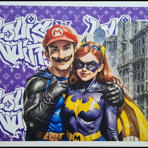 MORTE NYC * Batgirl e Mario * 45 x 32 cm * assinado * limitado * Certificado # xx/120