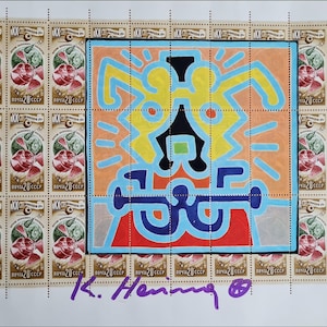 KEITH HARING * Original firmado por el artista en papel membretado - SERIGRAFÍA - incluye certificado