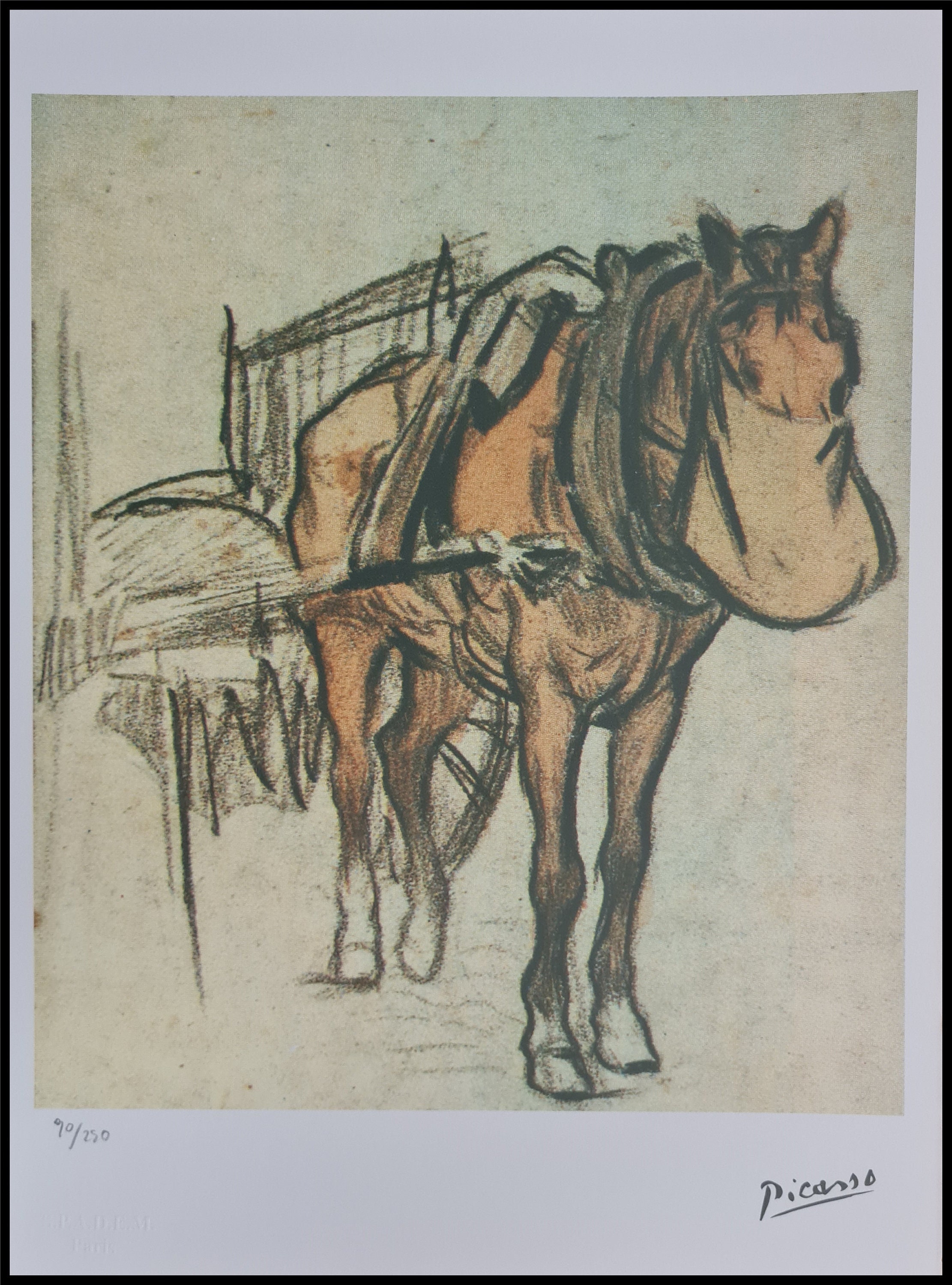 PABLO PICASSO * Horse with Feed Bag * 28 x 38 cm * signed lithograph * limited # xx/250