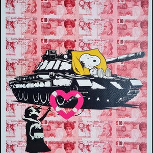 MORTE NYC * Snoopy e Banksy * 45 x 32 cm * assinado * limitado * Certificado # xx/120