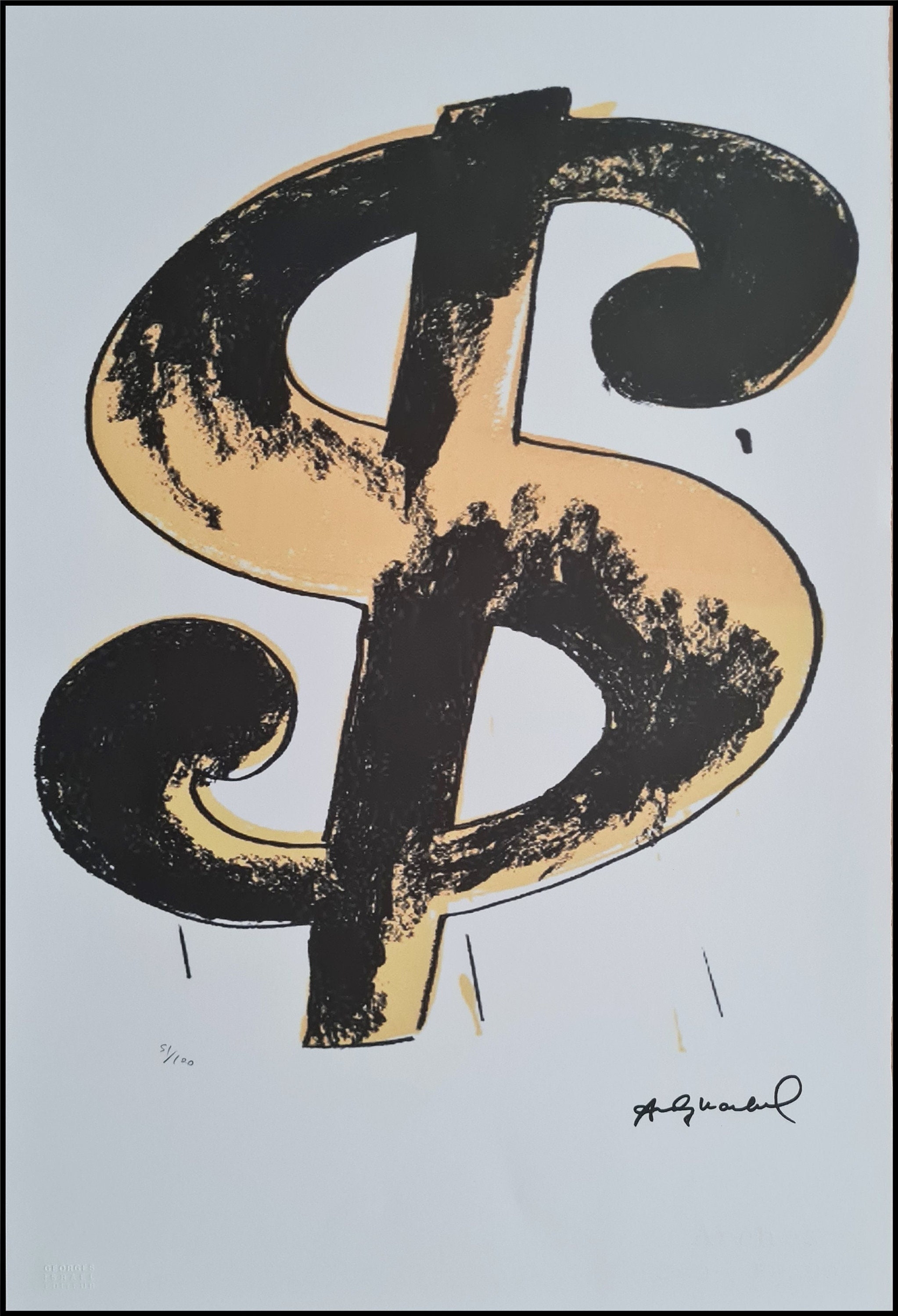ANDY WARHOL Dollar Sign 57 Cm X 38 Cm Signed Lithograph Limited Xx/100 ...