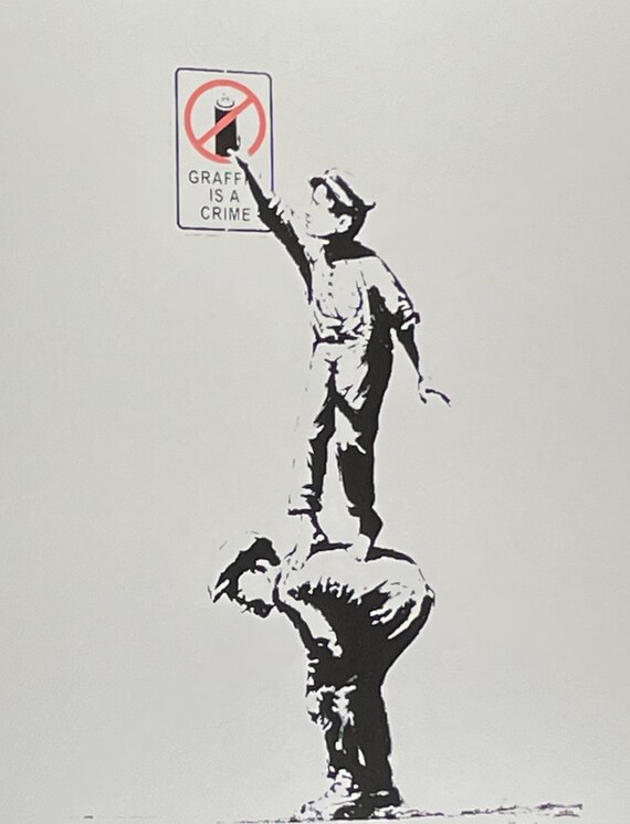 BANKSY * Graffiti is a Crime * 70 X 50 Cm * Lithograph * Art BANKSY * Graffiti is a Crime * 70 X 50 Cm * Lithograph * Art