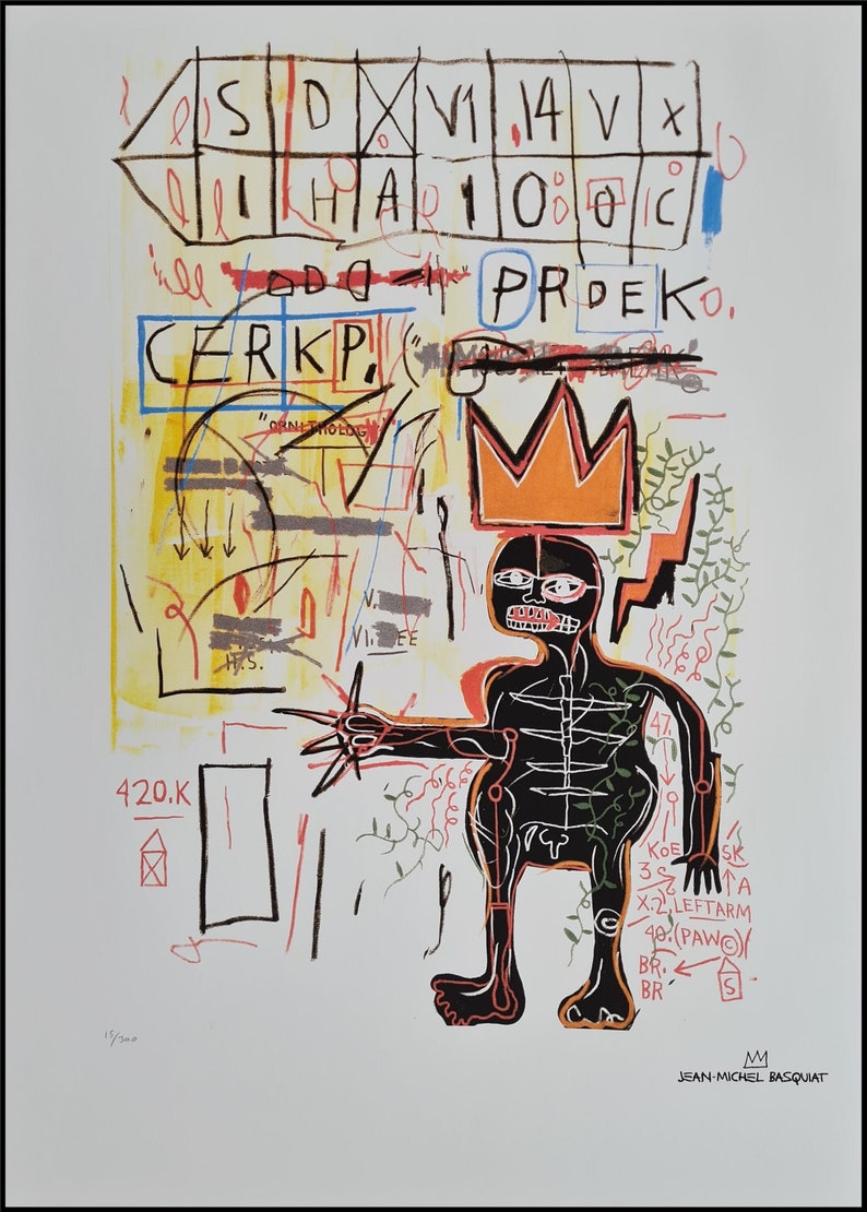 JEAN-MICHEL BASQUIAT With two Strings 70 x 50 cm Lithograph limited xx/300 image 1