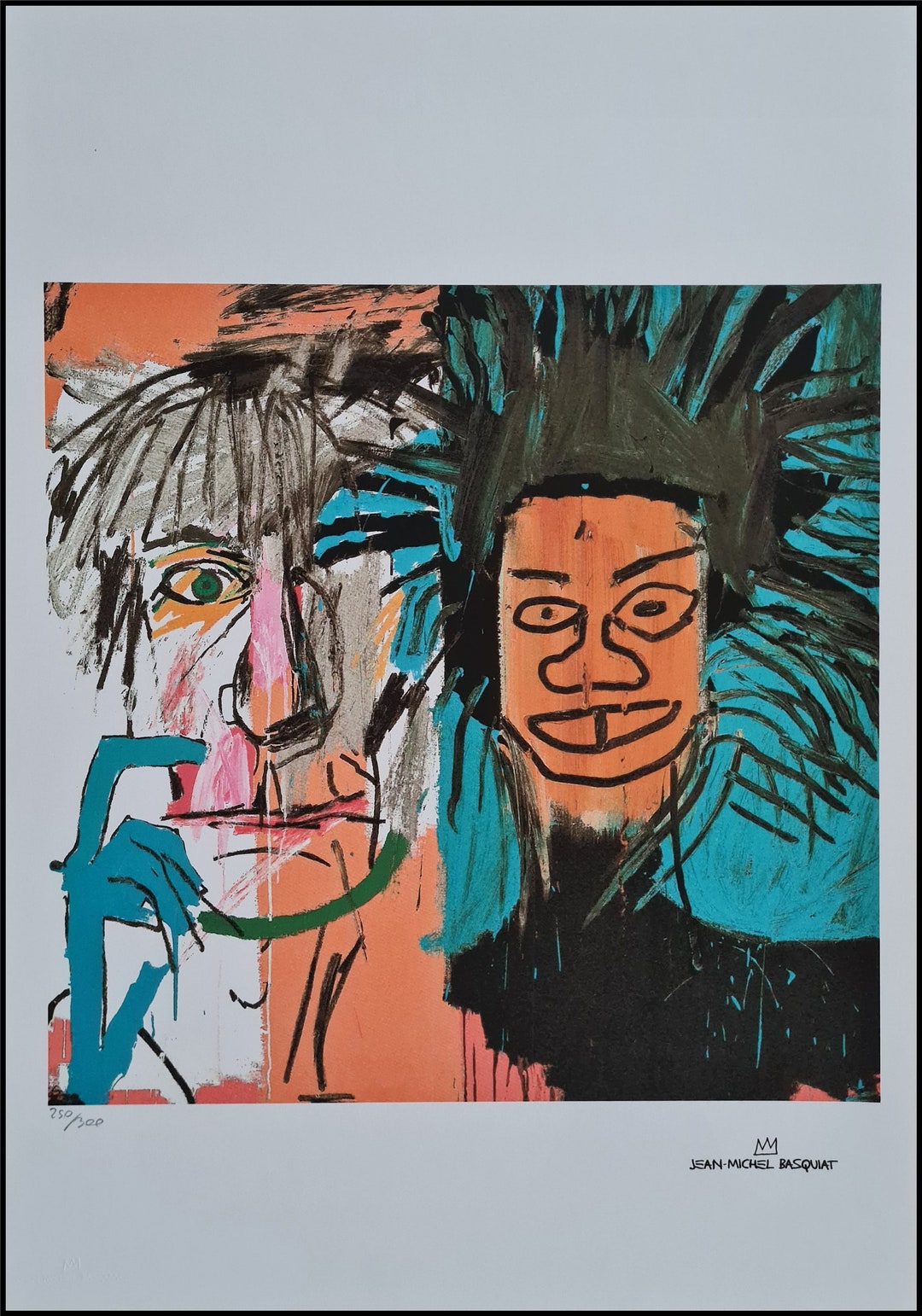 JEANMICHEL BASQUIAT Dos Cabezas 50 X 35 Cm Lithograph Limited Xx/300