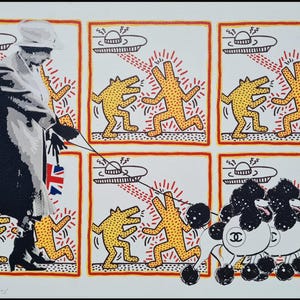MORTE NYC * Rainha Elizabeth II e Haring * 45 x 32 cm * assinado * limitado * Certificado # xx/120
