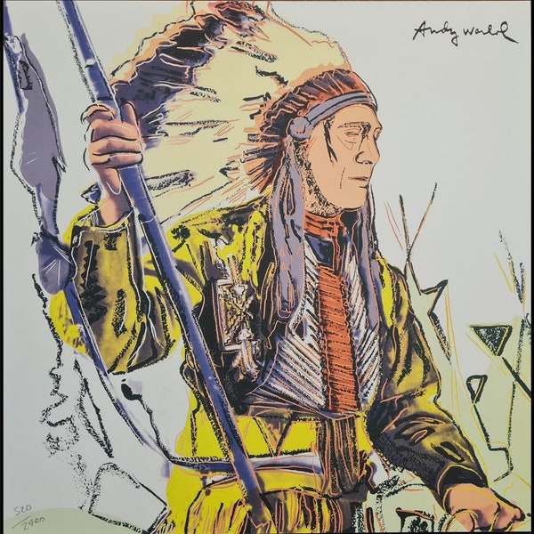 ANDY WARHOL * War Bonnet Indian * lithographie * limitée # xx/2400 CMOA signée