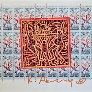 KEITH HARING * Original firmado por el artista en papel membretado - SERIGRAFÍA - incluye certificado